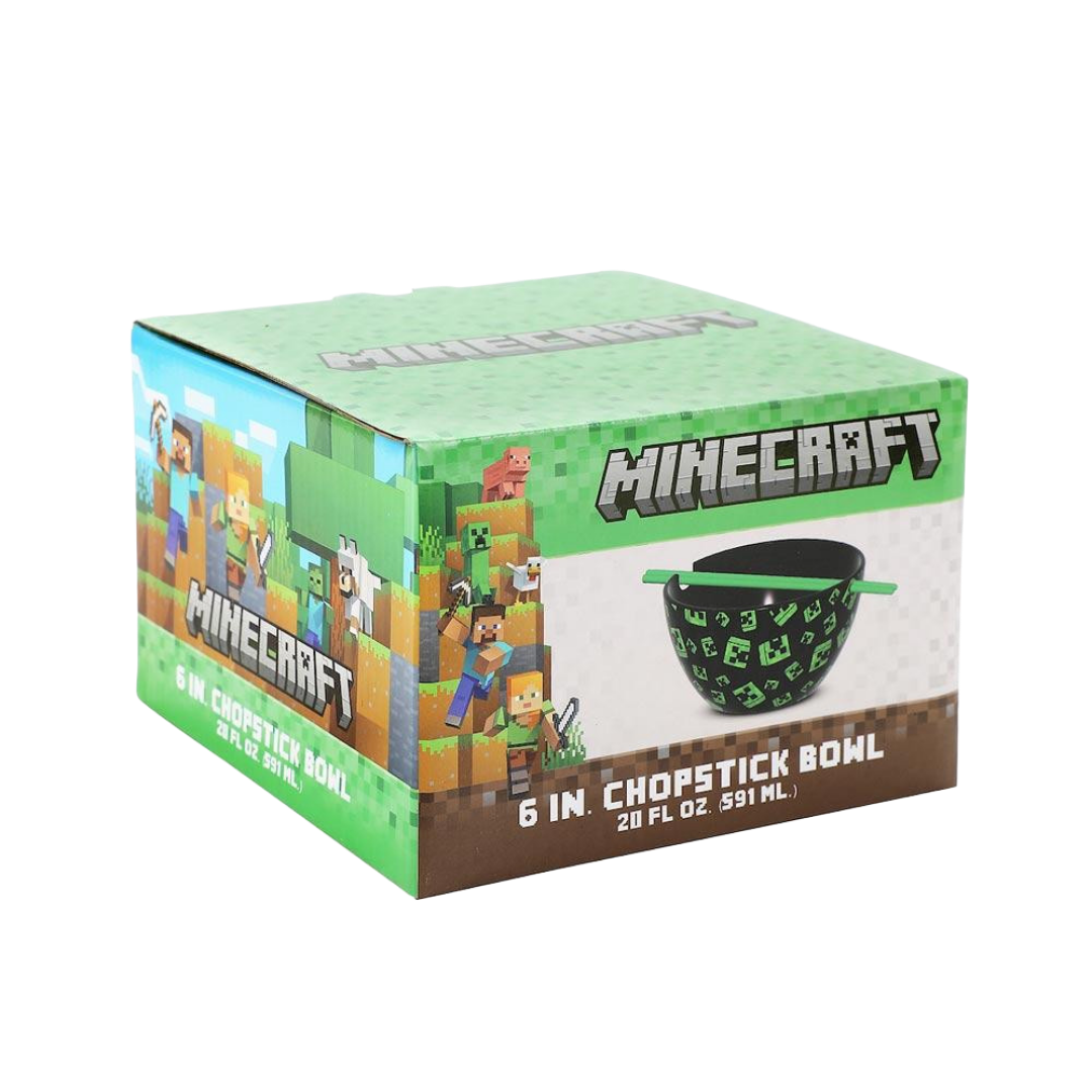 Minecraft 20 oz.Tazón de cerámica para Ramen con Palillos - Minecraft Bioworld