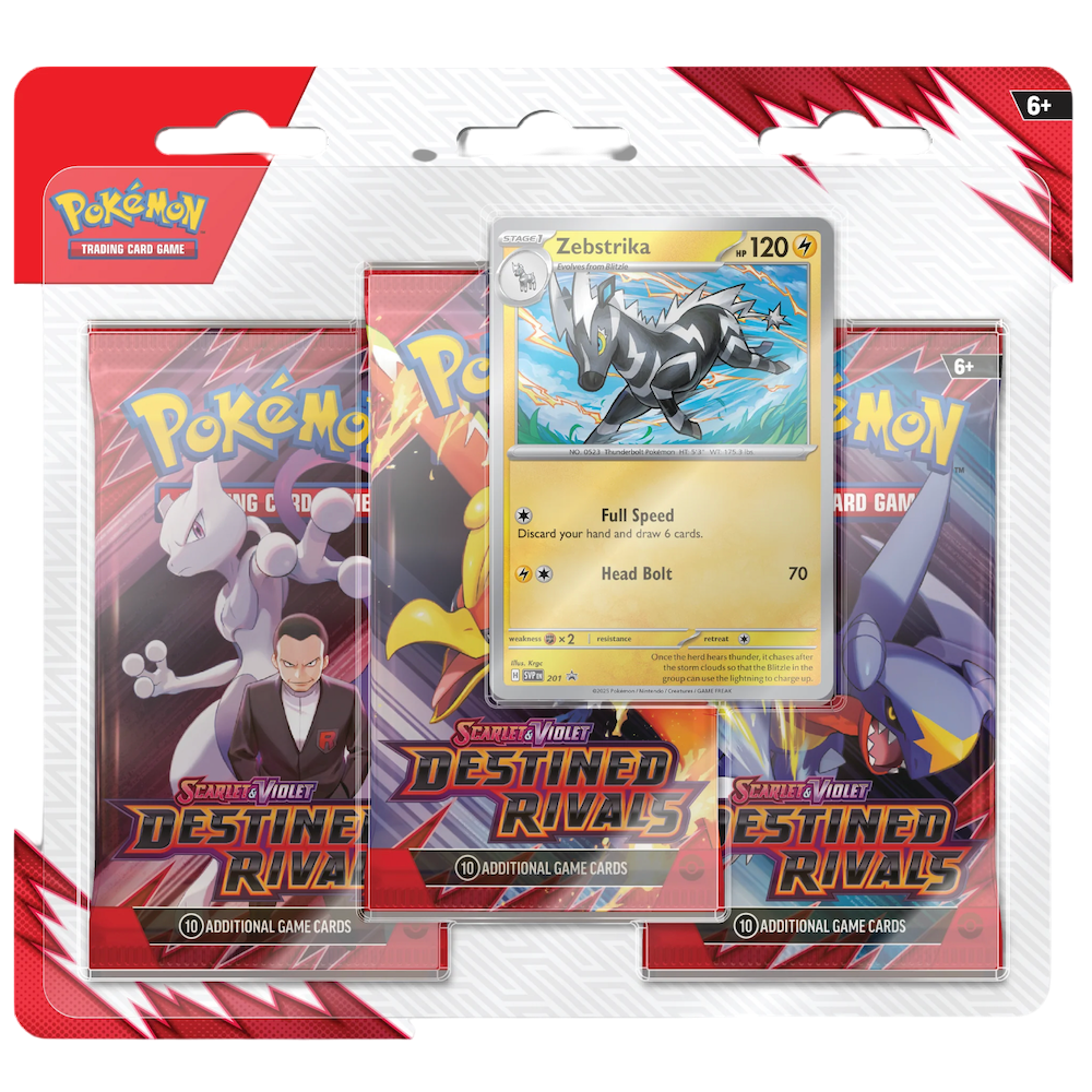 Destined Rivals Zebstrika 3 Pack Blister Ingles (3 Pack Blister) - Scarlet & Violet: Pokemon TCG