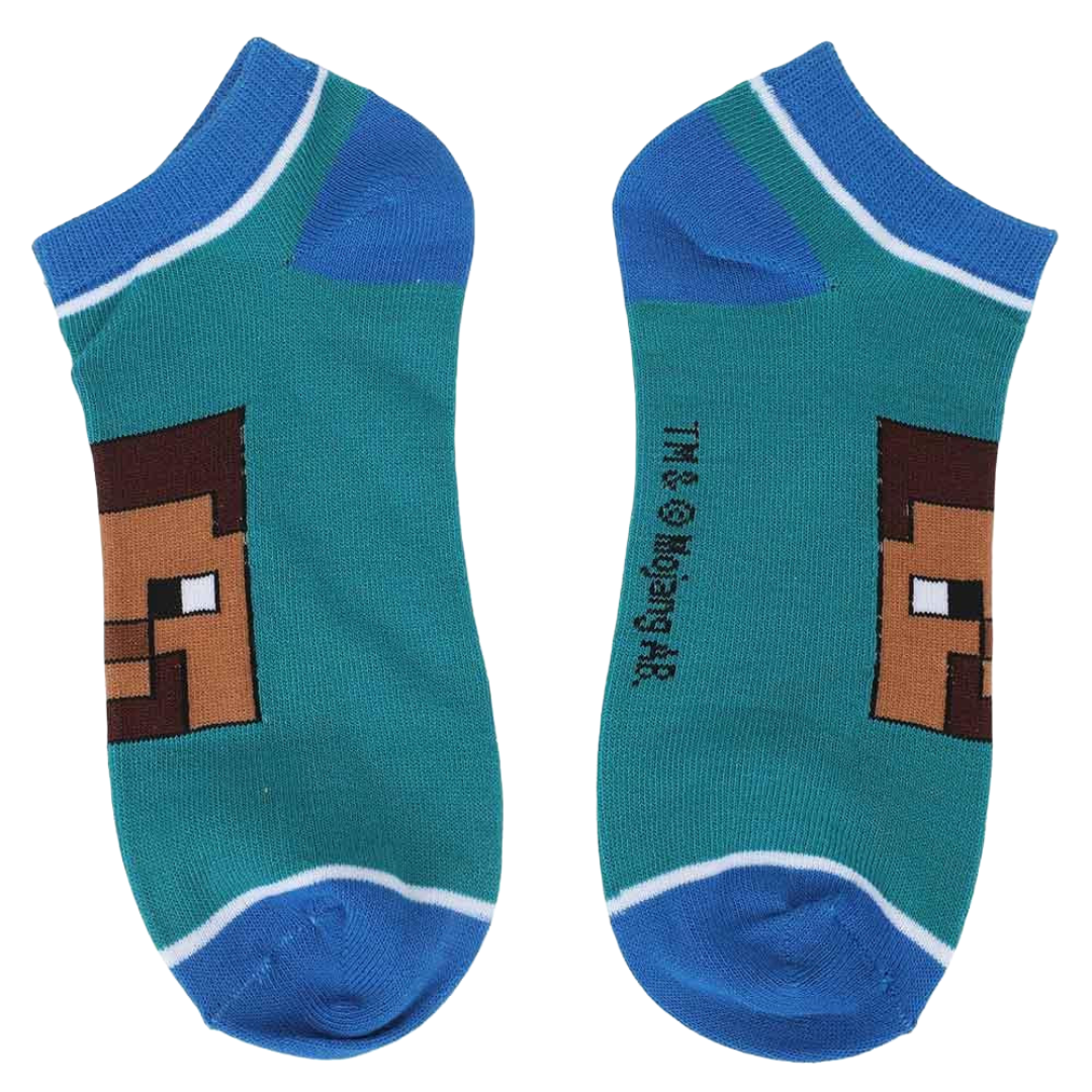 Minecraft Characters 5 Pair Ankle Socks - Minecraft Bioworld