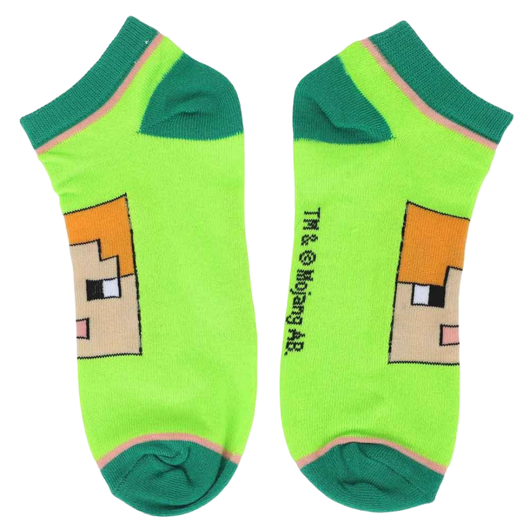 Minecraft Characters 5 Pair Ankle Socks - Minecraft Bioworld