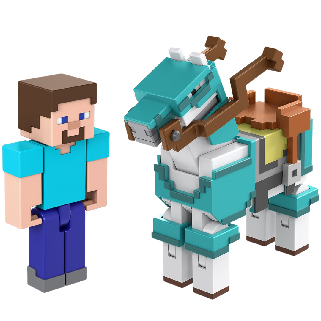 Steve y Caballo Blindado - Minecraft: Build a Portal Mattel