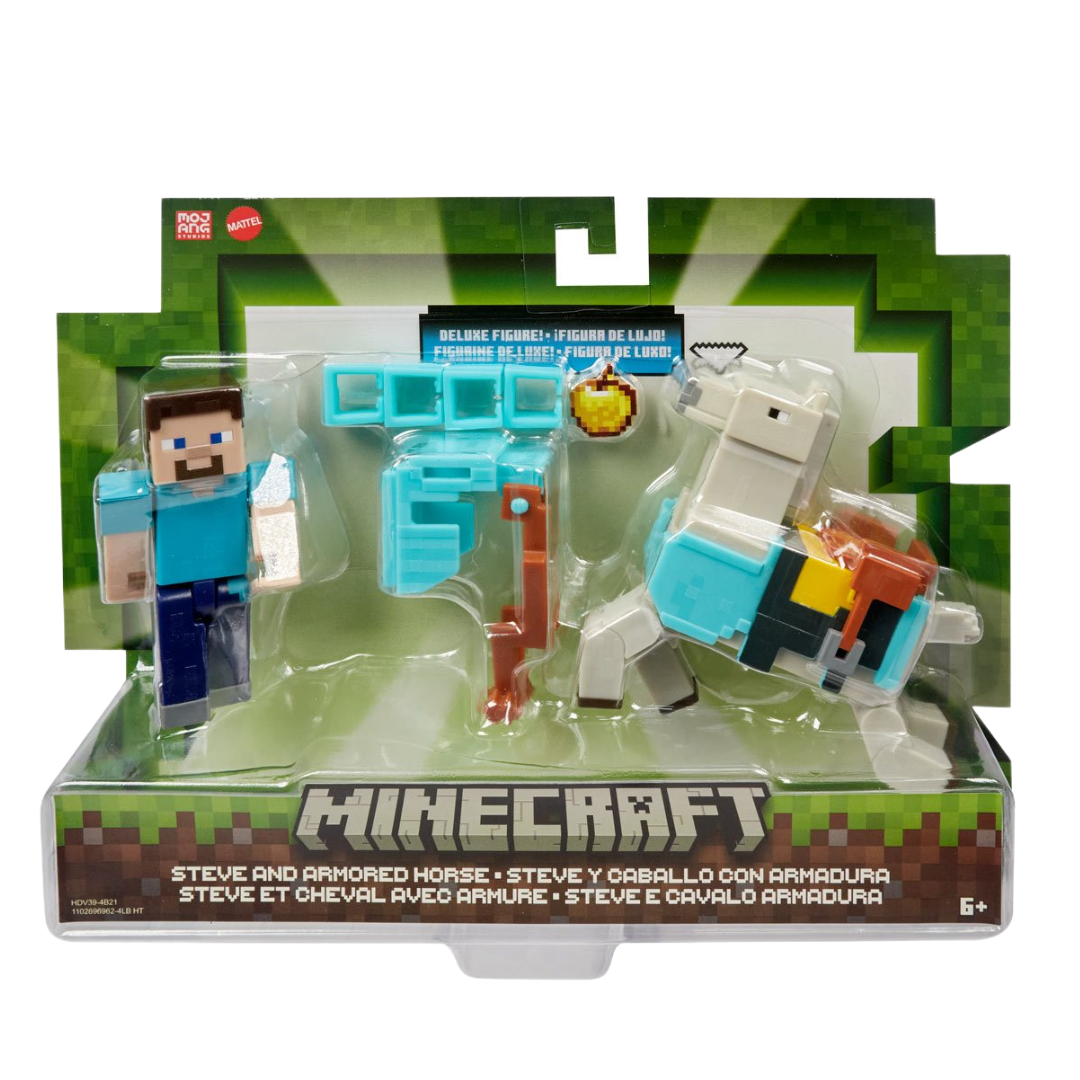 Steve y Caballo Blindado - Minecraft: Build a Portal Mattel
