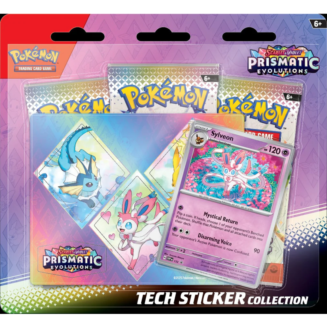 Prismatic Evolutions Sylveon Tech Sticker Collection Ingles (3 Pack Blister) - Scarlet & Violet: Pokemon TCG
