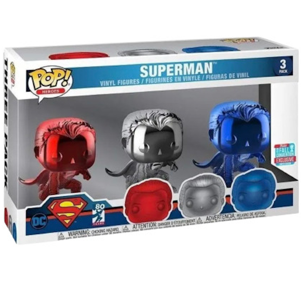Superman Chrome 3 Pack Fall Convention 2018 Exclusive - Funko Pop! Heroes