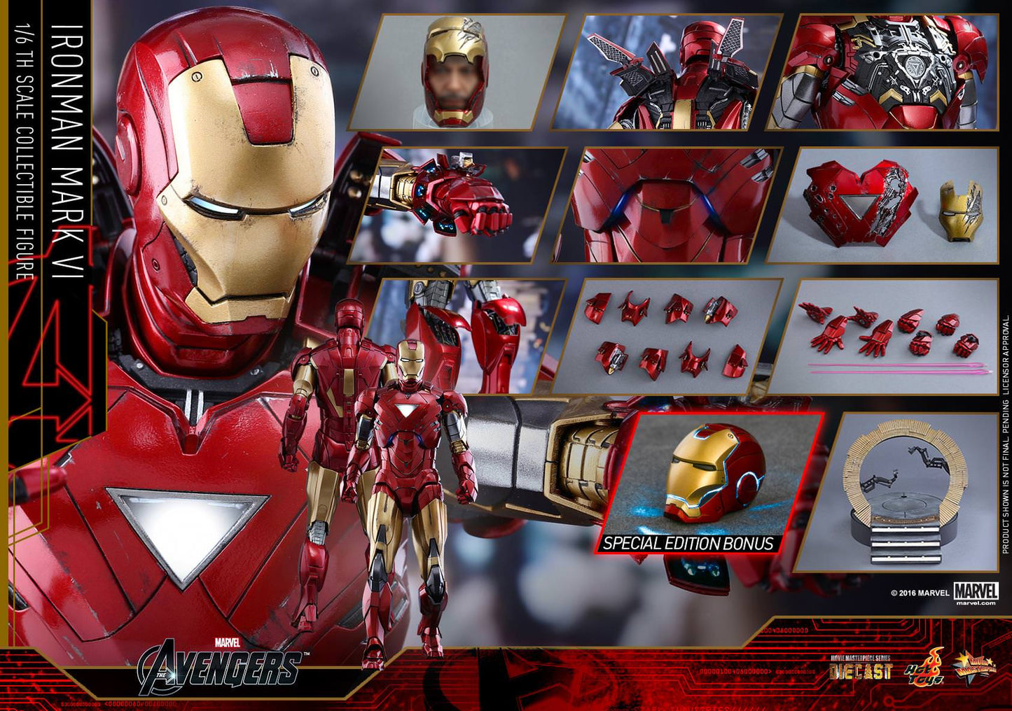 Iron Man Mark VI S.E 1/6 - Avengers Hot Toys Die-Cast Metal