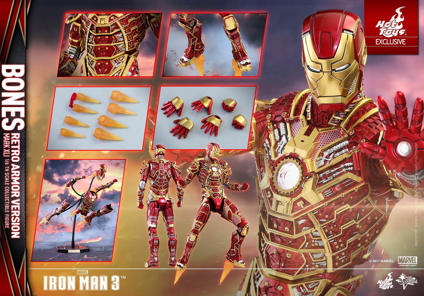 Iron Man Mark XLI Bones Armor Retro Version 1/6 - Iron Man 3 Hot Toys