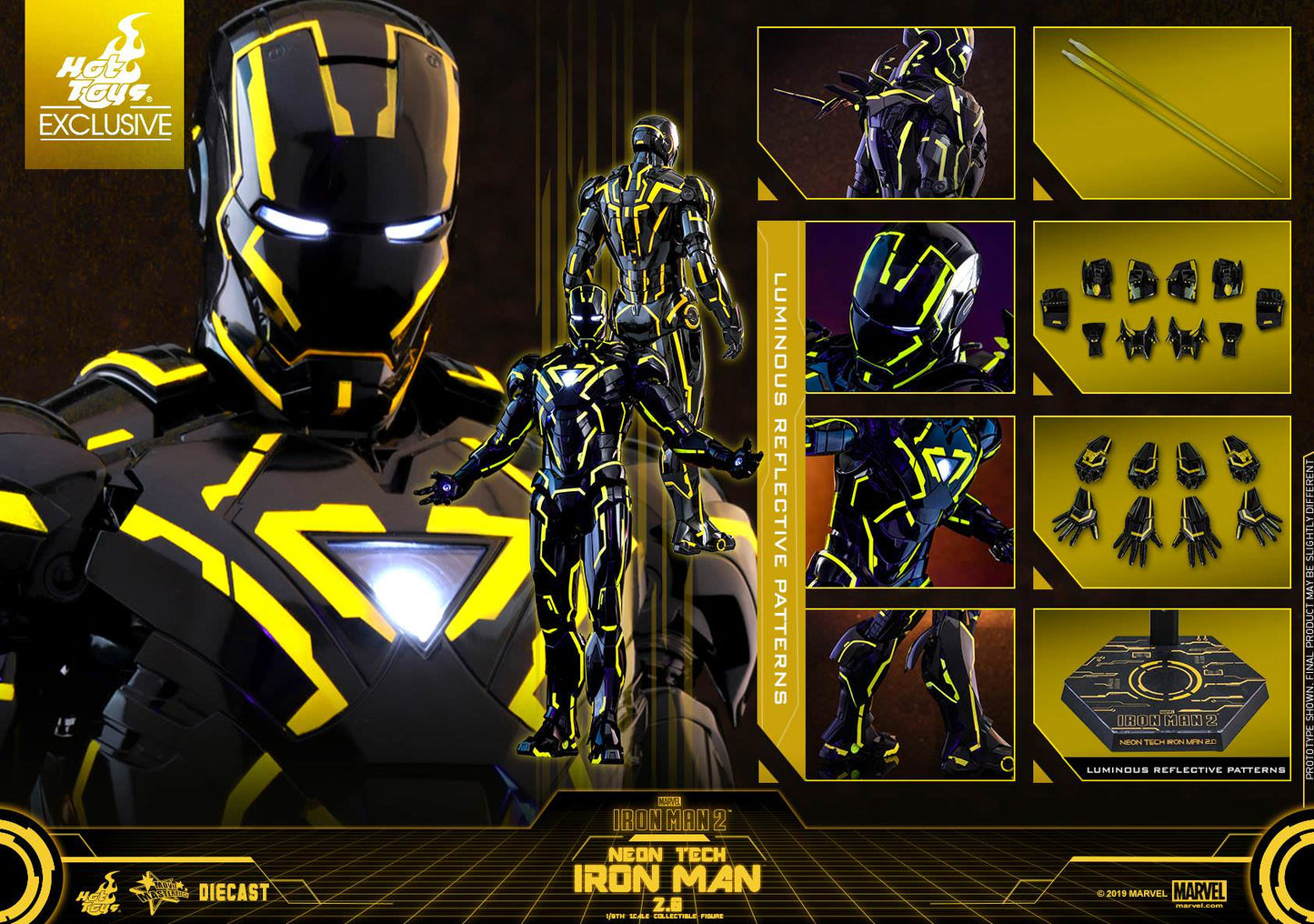 Iron Man Neon Tech 2.0 Exclusive 1/6 - Iron Man 2 Hot Toys Die-Cast Metal