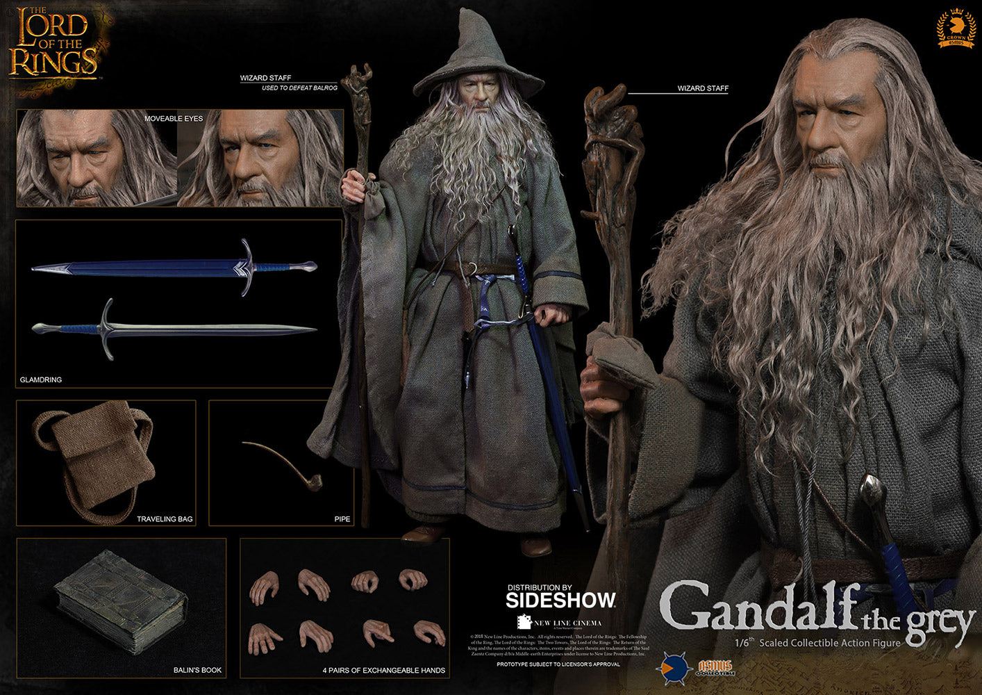 Gandalf the Grey Crown Series 1/6 - The Lord of the Rings Asmus Toys
