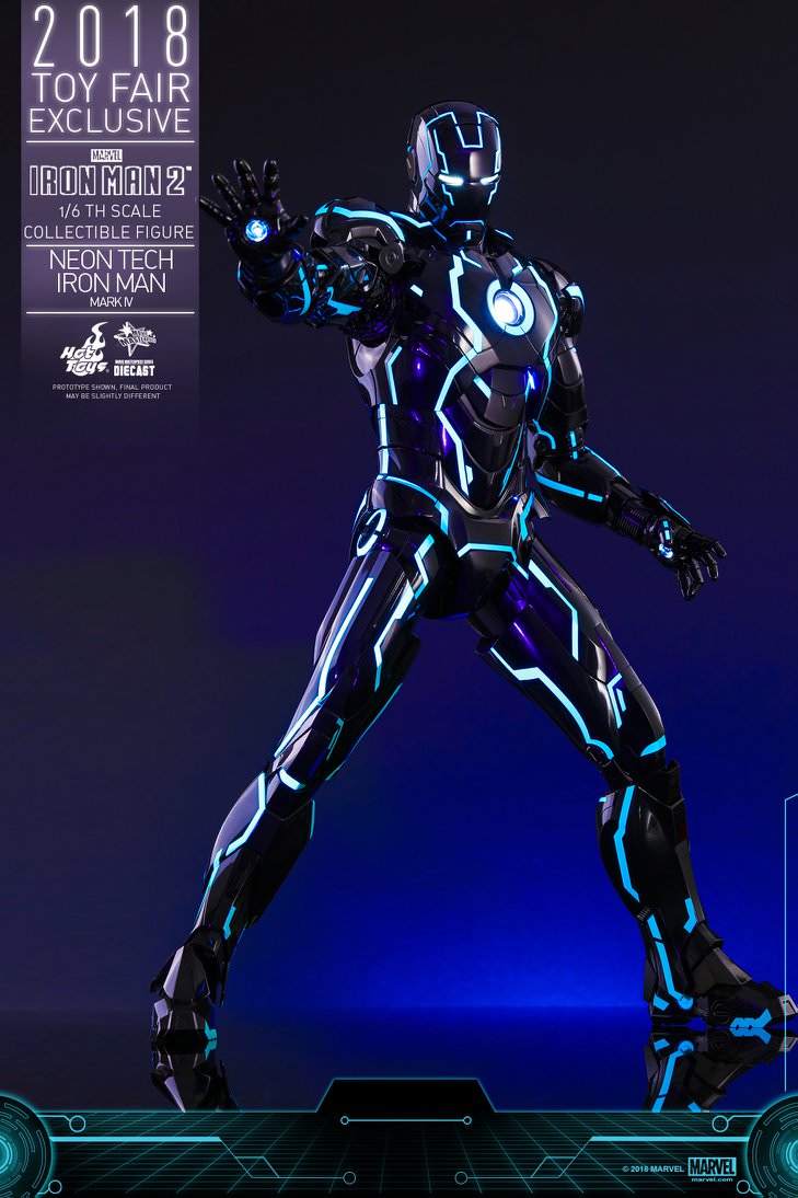 Iron Man Mark IV Neon Tech 1/6 - Iron Man 2 Hot Toys Die-Cast Metal