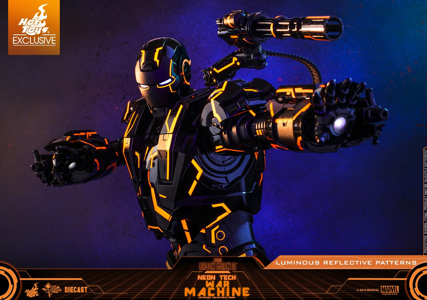 Neon Tech War Machine Exclusive 1/6 - Iron Man 2 Hot Toys Die-Cast Metal