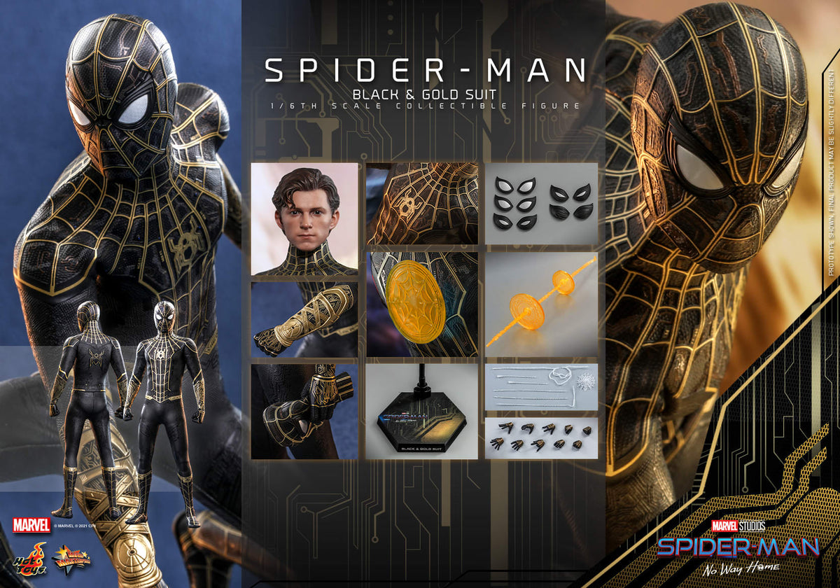 Spider-Man Black & Gold Suit 1/6 - Spider-Man: No Way Home Hot Toys
