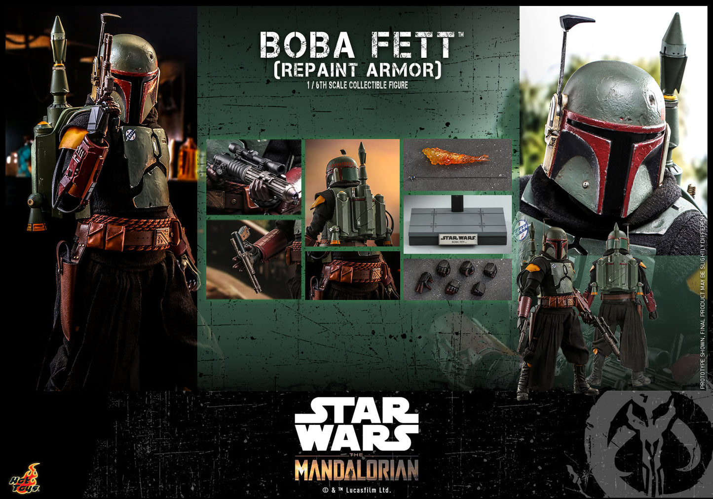 Boba Fett Rapaint Armor 1/6 - Star Wars: The Mandalorian Hot Toys
