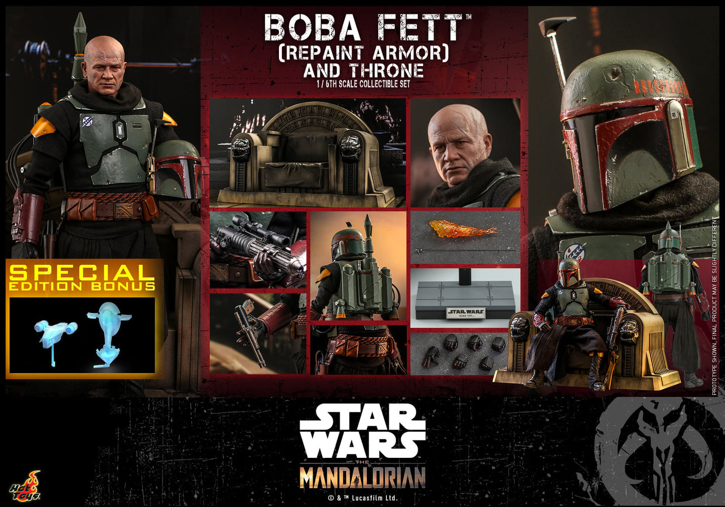 Boba Fett Repaint Armor and Throne 1/6 - Star Wars: The Mandalorian Hot Toys