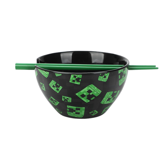 Minecraft 20 oz.Tazón de cerámica para Ramen con Palillos - Minecraft Bioworld