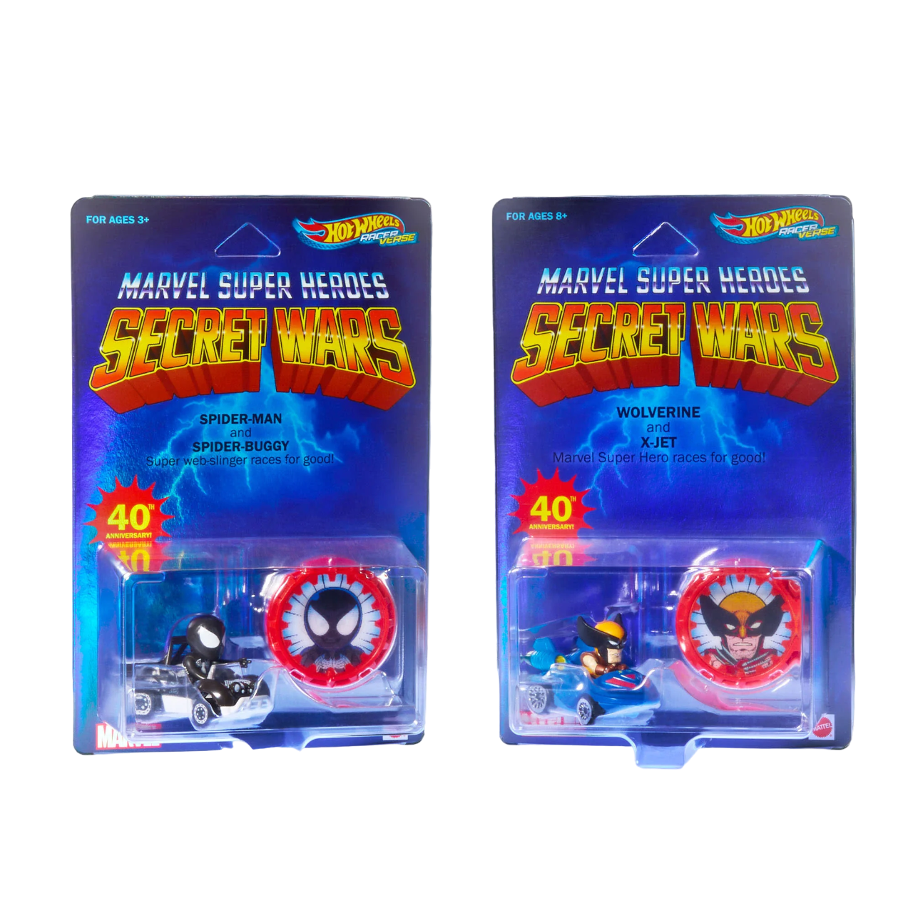 Spider-Man & Spider-Buggy Wolverine & X-Jet (SDCC 2024) - Hot Wheels RacerVerse Marvel Super Heroes Secret Wars Vehicles