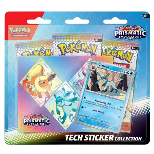 Prismatic Evolutions Glaceon Sticker Tech Collection Ingles (3 Pack Blister) - Scarlet & Violet: Pokemon TCG