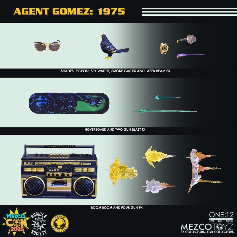 Agent Gomez 1975 One:12 (SDCC 2025) - Rumble of the Society Mezco Toyz Exclusive
