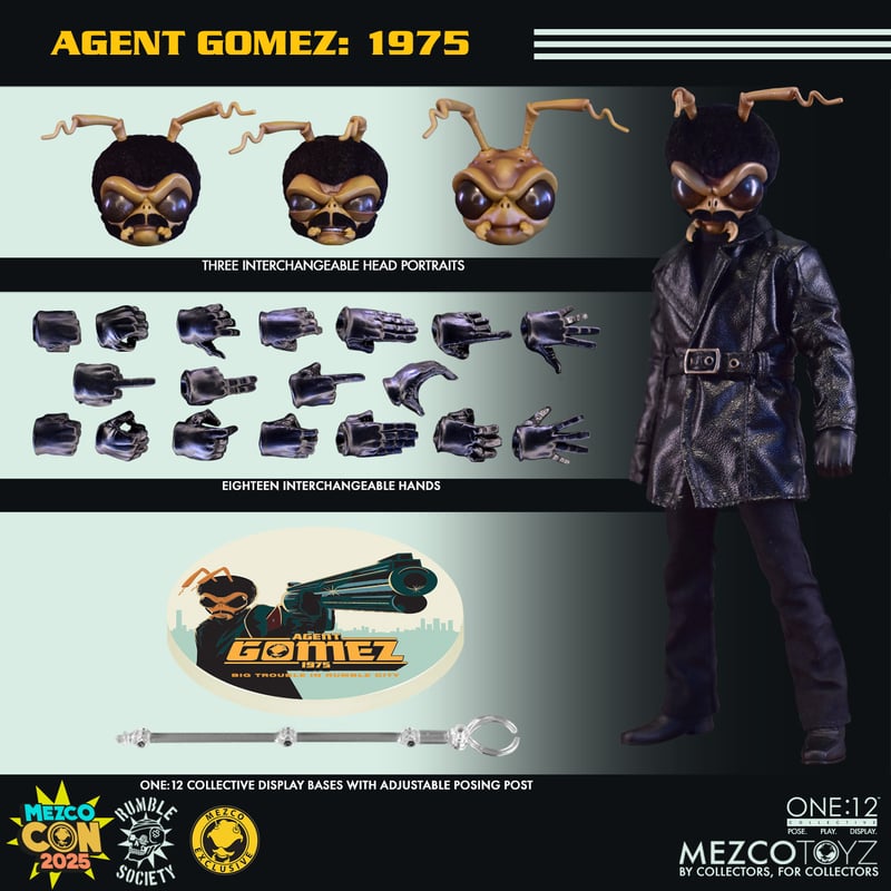 Agent Gomez 1975 One:12 (SDCC 2025) - Rumble of the Society Mezco Toyz Exclusive