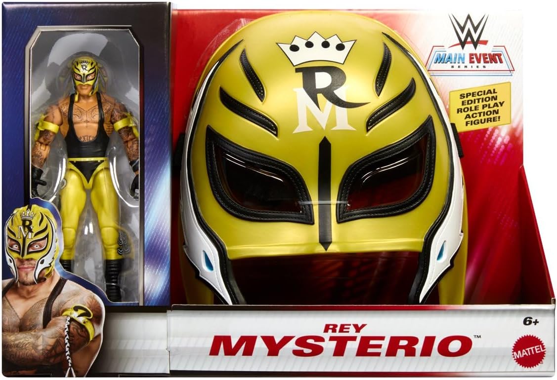 Mascara y Figura Rey Mysterio - WWE: Main Event Series Mattel