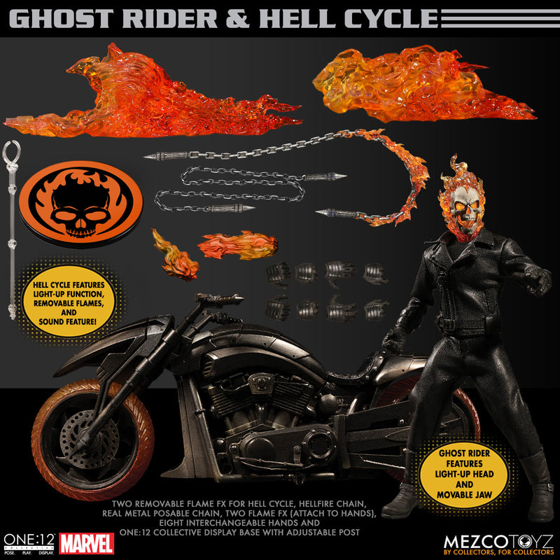 Ghost Rider & Hell Cycle Set One:12 - Marvel Comics Mezco Toyz