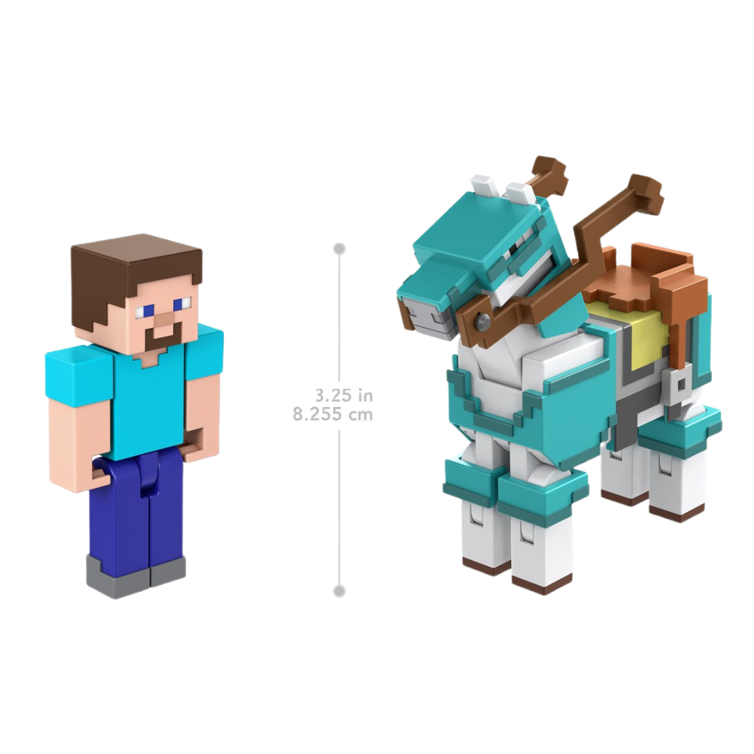 Steve y Caballo Blindado - Minecraft: Build a Portal Mattel