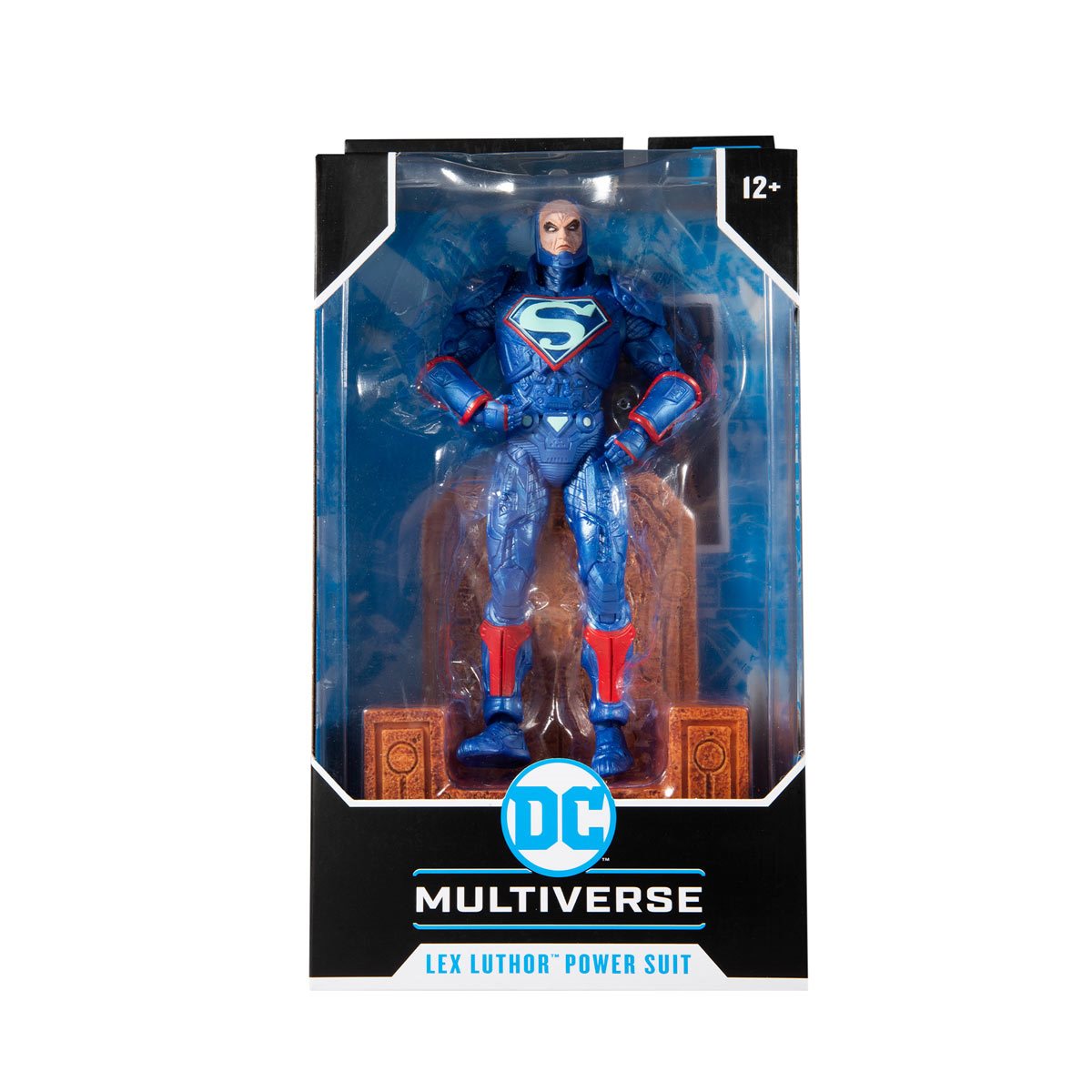 Lex Luthor Blue Power Suit in Throne - Justice League: The Darkseid War McFarlane