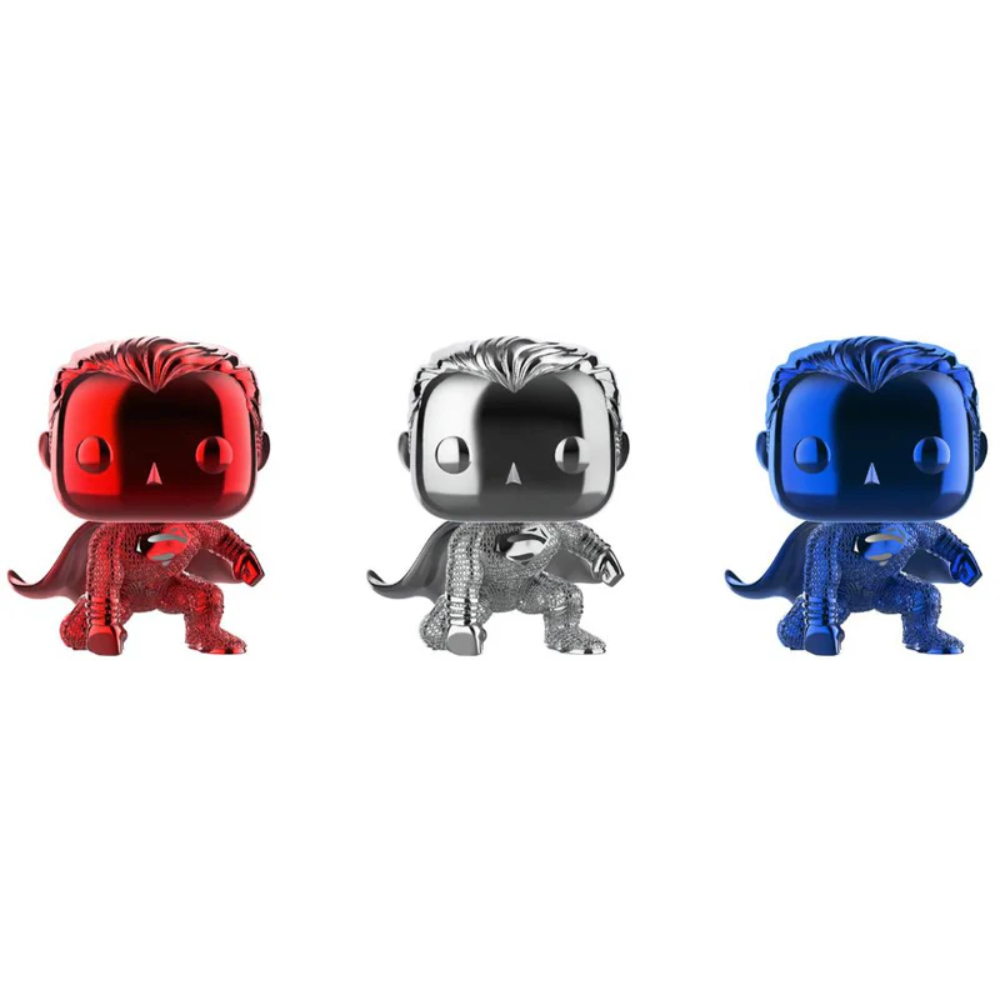 Superman Chrome 3 Pack Fall Convention 2018 Exclusive - Funko Pop! Heroes