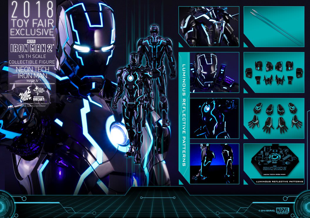 Iron Man Mark IV Neon Tech 1/6 - Iron Man 2 Hot Toys Die-Cast Metal