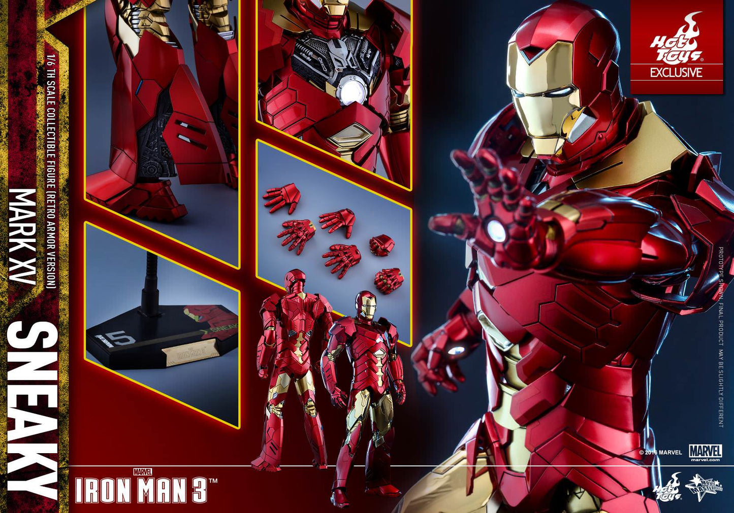 Iron Man Mark XV Sneaky Armor Retro Version Exclusive 1/6 - Iron Man 3 Hot Toys
