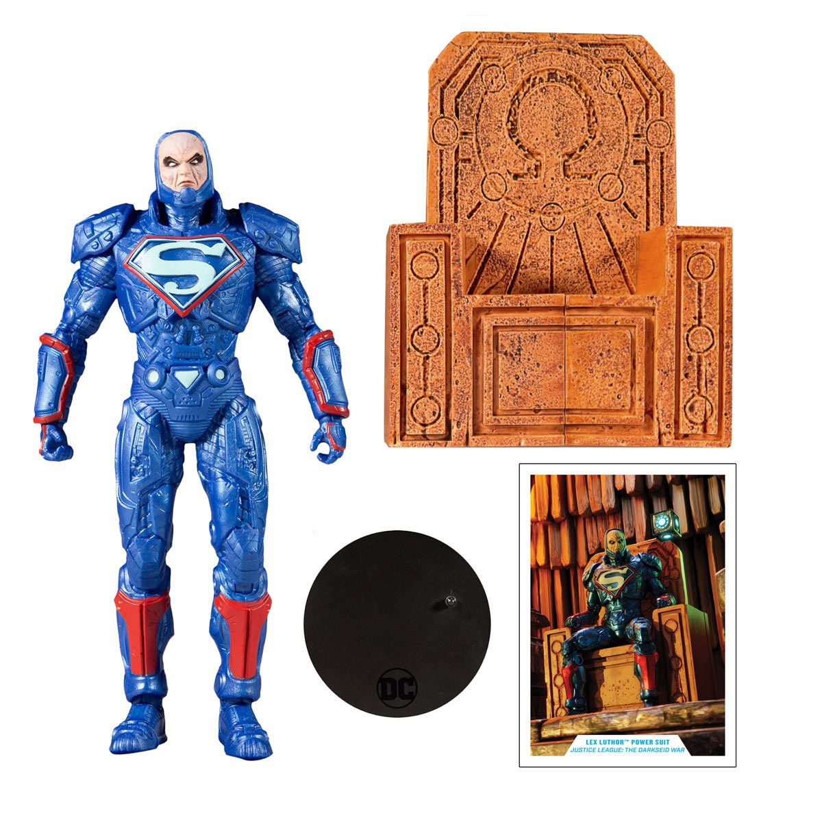 Lex Luthor Blue Power Suit in Throne - Justice League: The Darkseid War McFarlane