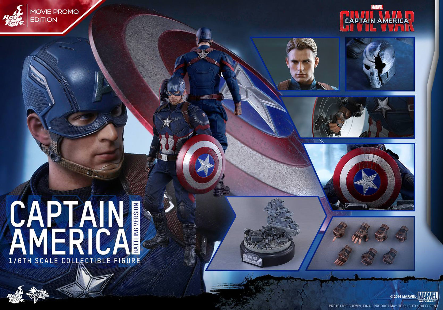Captain America Battling Version Exclusive 1/6 - Captain America: Civil War Hot Toys